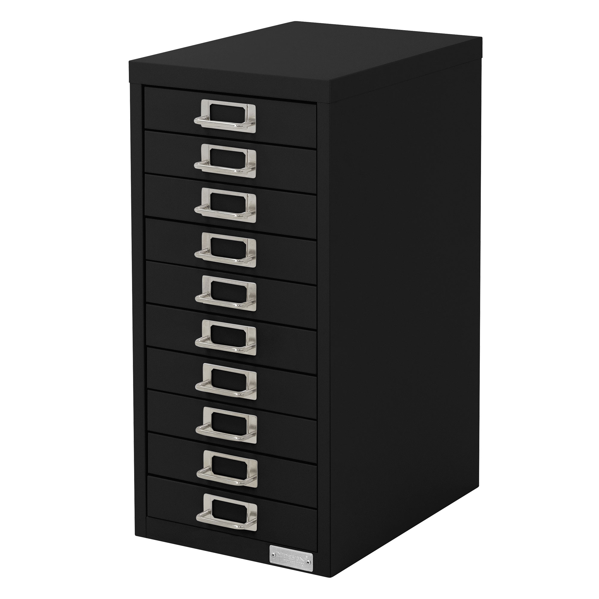 Archivador con 10 cajones, 28x38x60cm acero negro