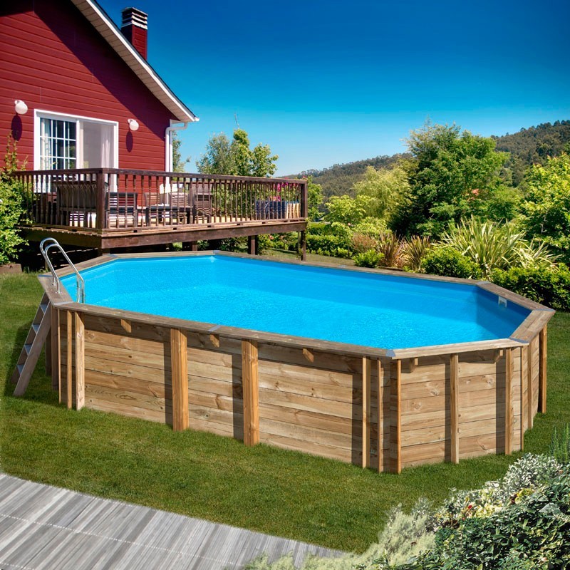 piscina gre madera orange 800007 7.55mts x 4.56 mts x 1.46 mts