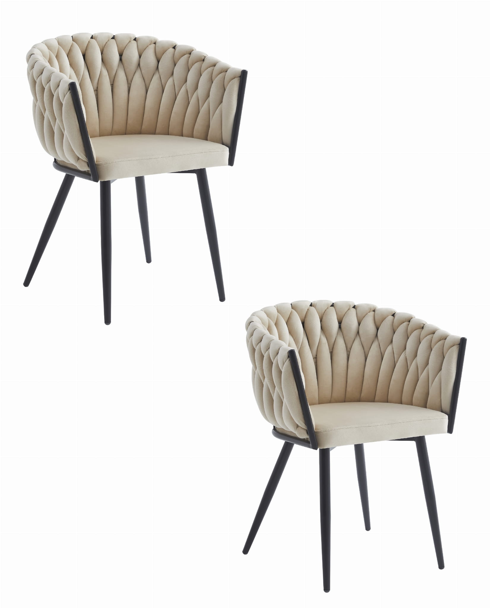 Silla valora mayan, terciopelo beige, patas negras (x2)