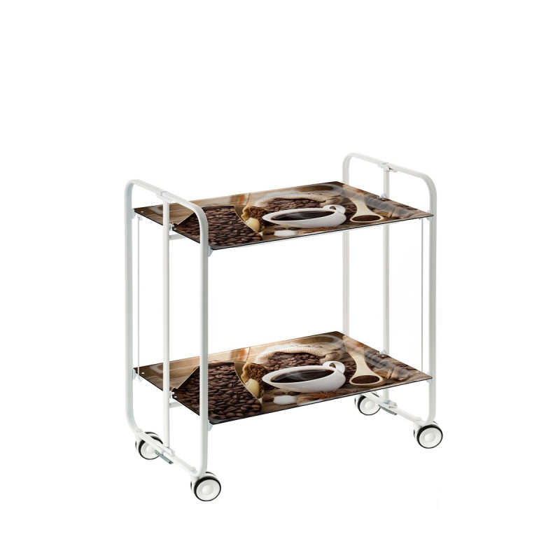 Carrito auxiliar con ruedas bauhaus armazón metálico blanco, 2 bandejas