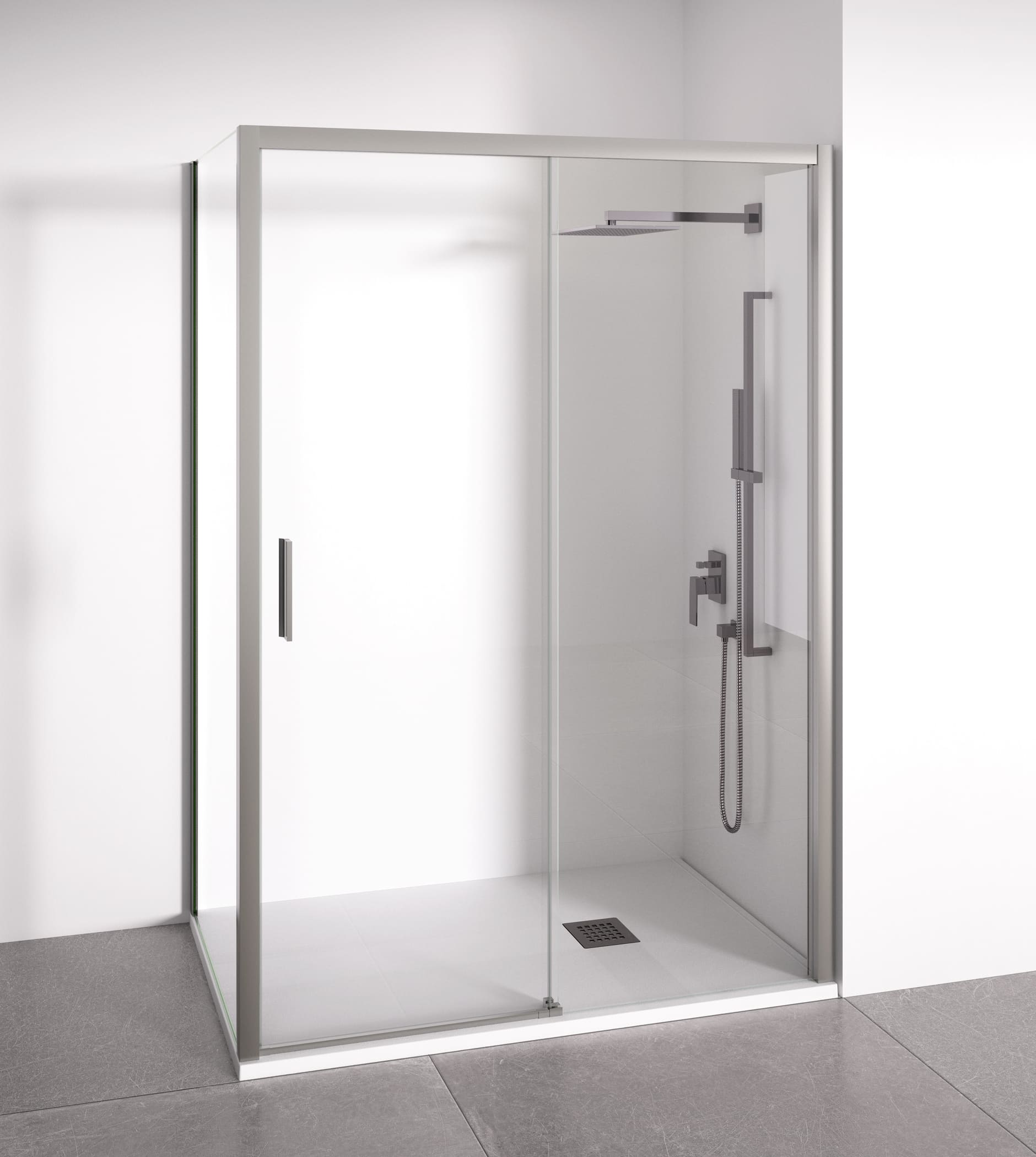Mampara de ducha angular plata 100-105 x 67-70 cm acceso izda. Bellobath