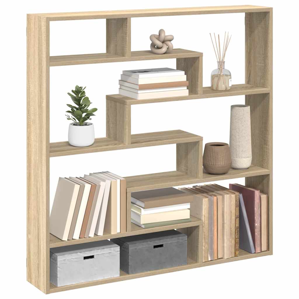 Estante cubo de pared 7 compartimentos madera roble sonoma