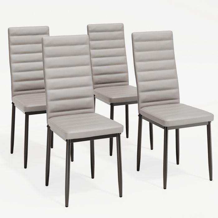Sillas escandinavas grises de cuero pu - lote de 4 - 96 cm