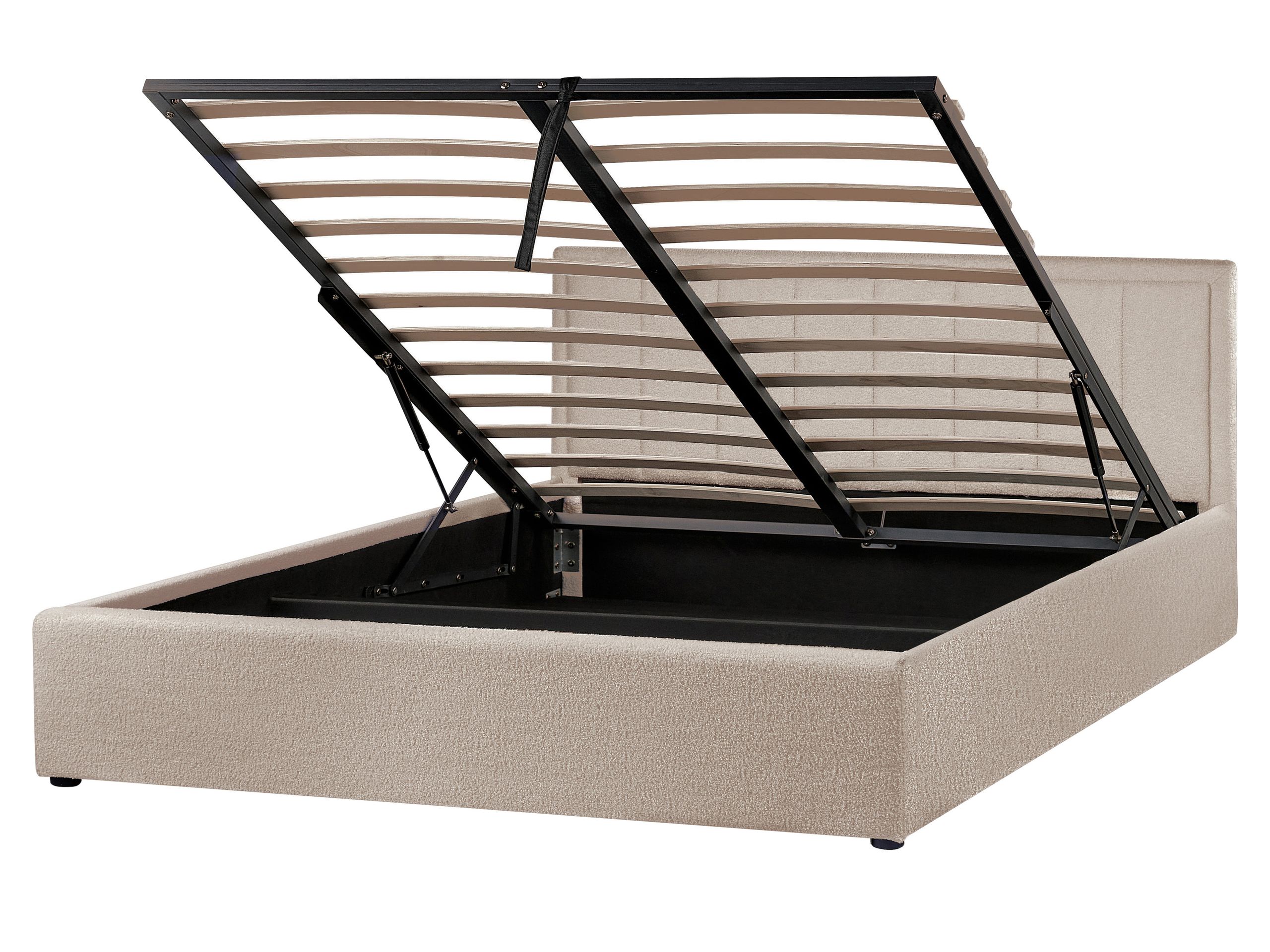 Cama con almacenaje montlaur bouclé gris pardo 160 x 200 cm