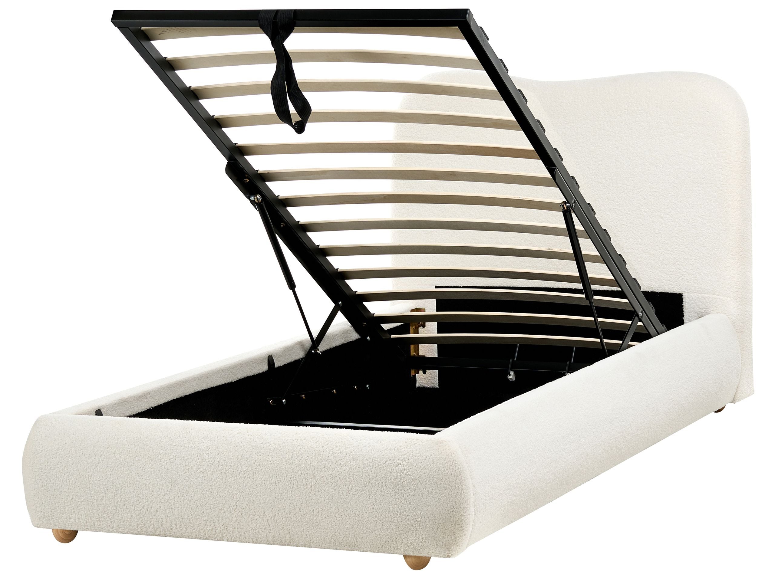 Cama con almacenaje blagnac bouclé blanco crema 90 x 200 cm
