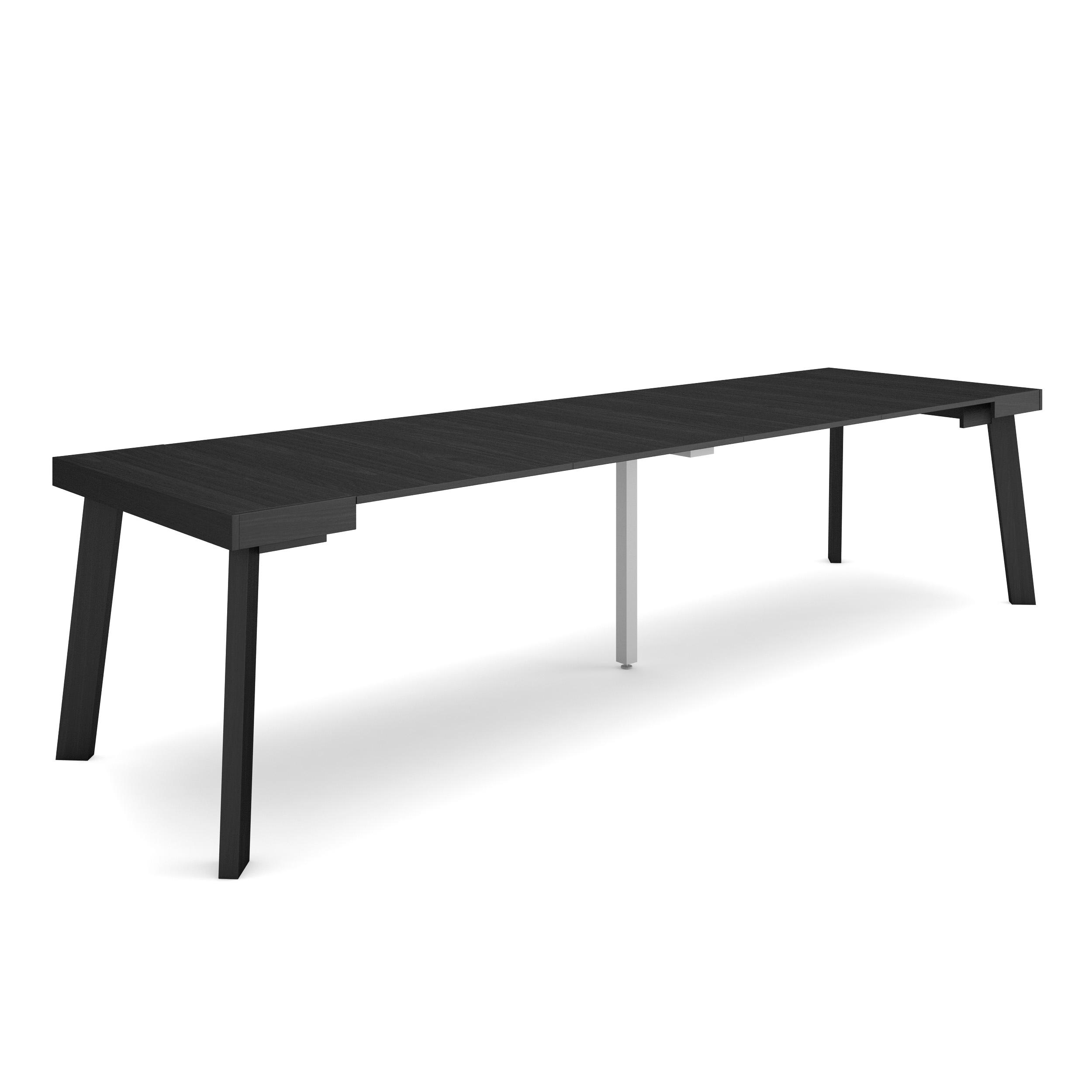Mesa consola extensible, 58/302x90x73cm, negro, patas de madera rf3057