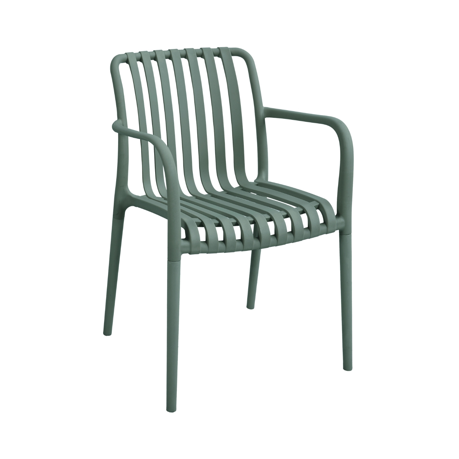 Silla apilable de exterior con reposabrazos kaia verde 7house