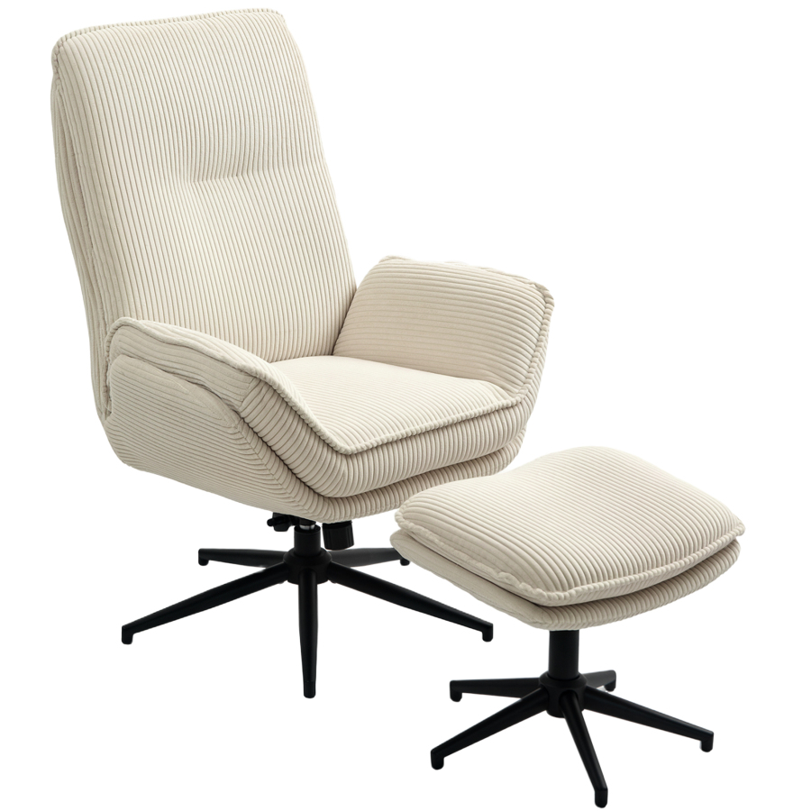 Sillón relax giratorio 360 con reposapies reclinable beige