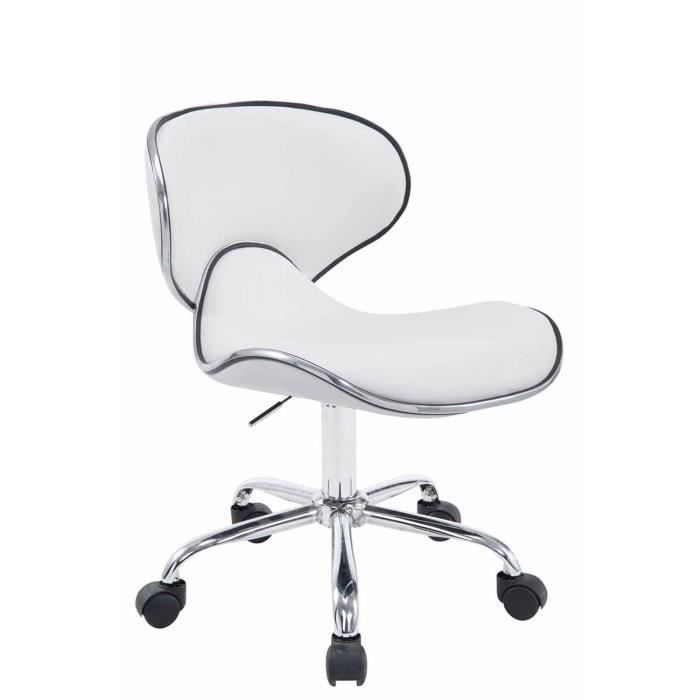 Taburete de trabajo giratorio - polipiel blanca - 1 ud - 47 cm