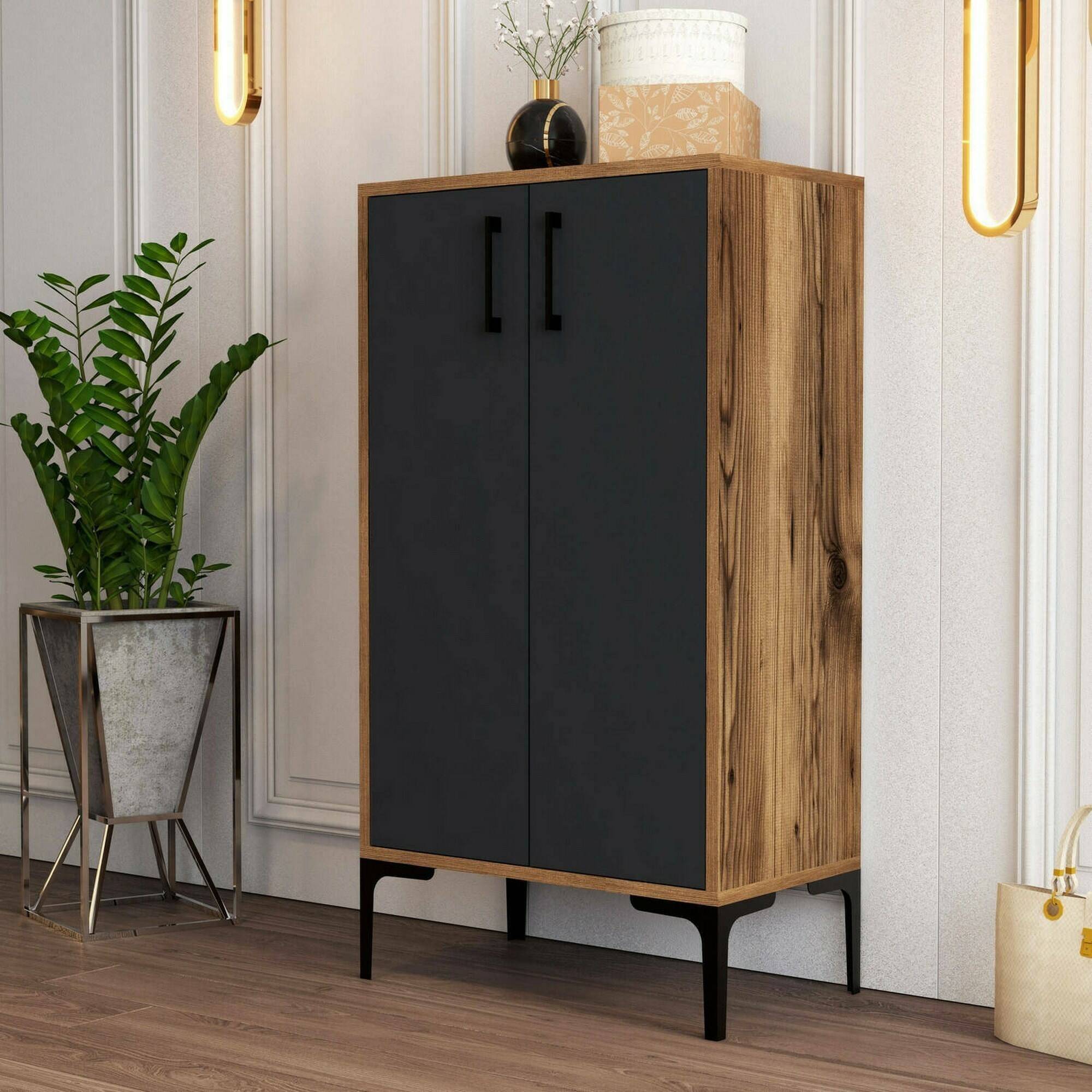 Zapatero axarix, 3 estantes, madera nobilitada nogal 60x35x111h cm