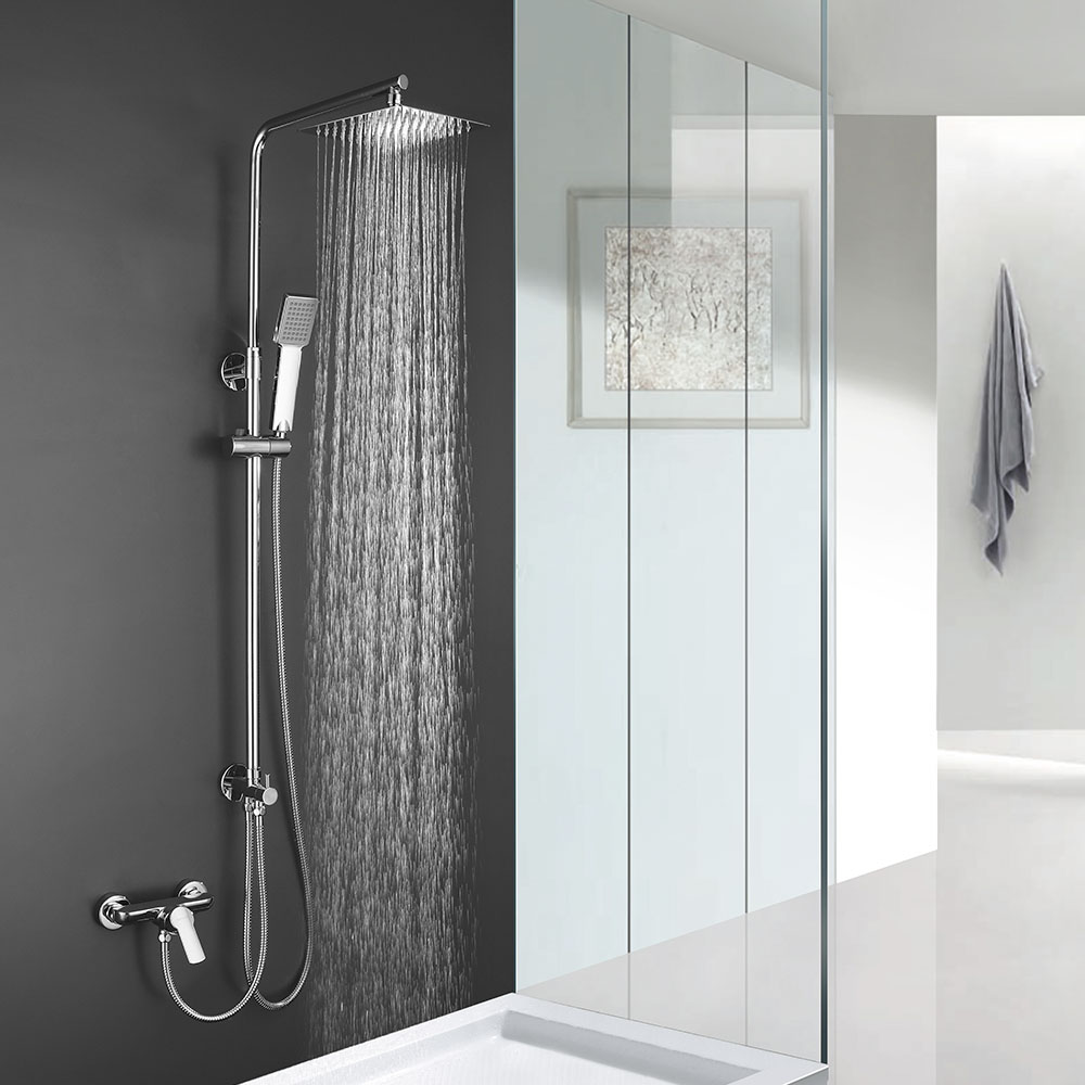 Kibath columna ducha sin grifería cuadrada de 79-125 cm cromo brillo