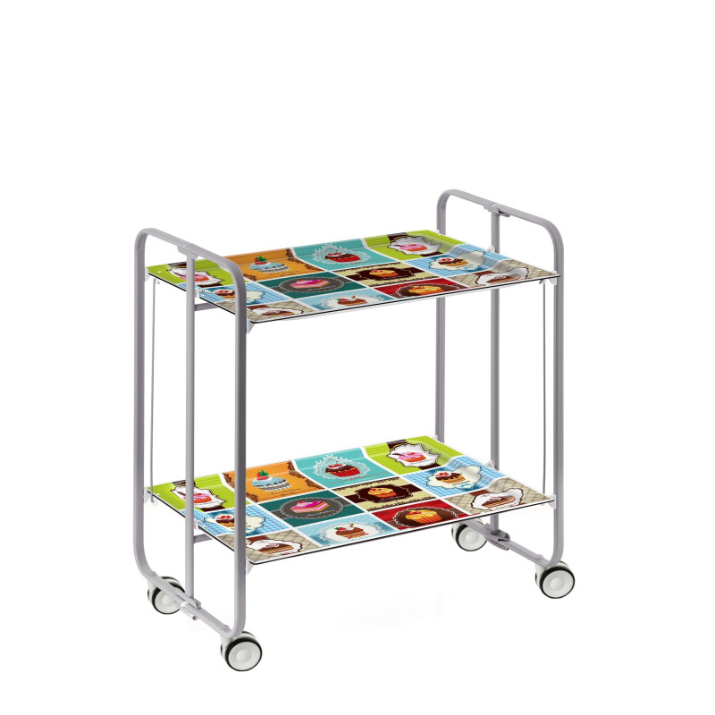 Carrito auxiliar con ruedas bauhaus armazón metálico gris, 2 bandejas