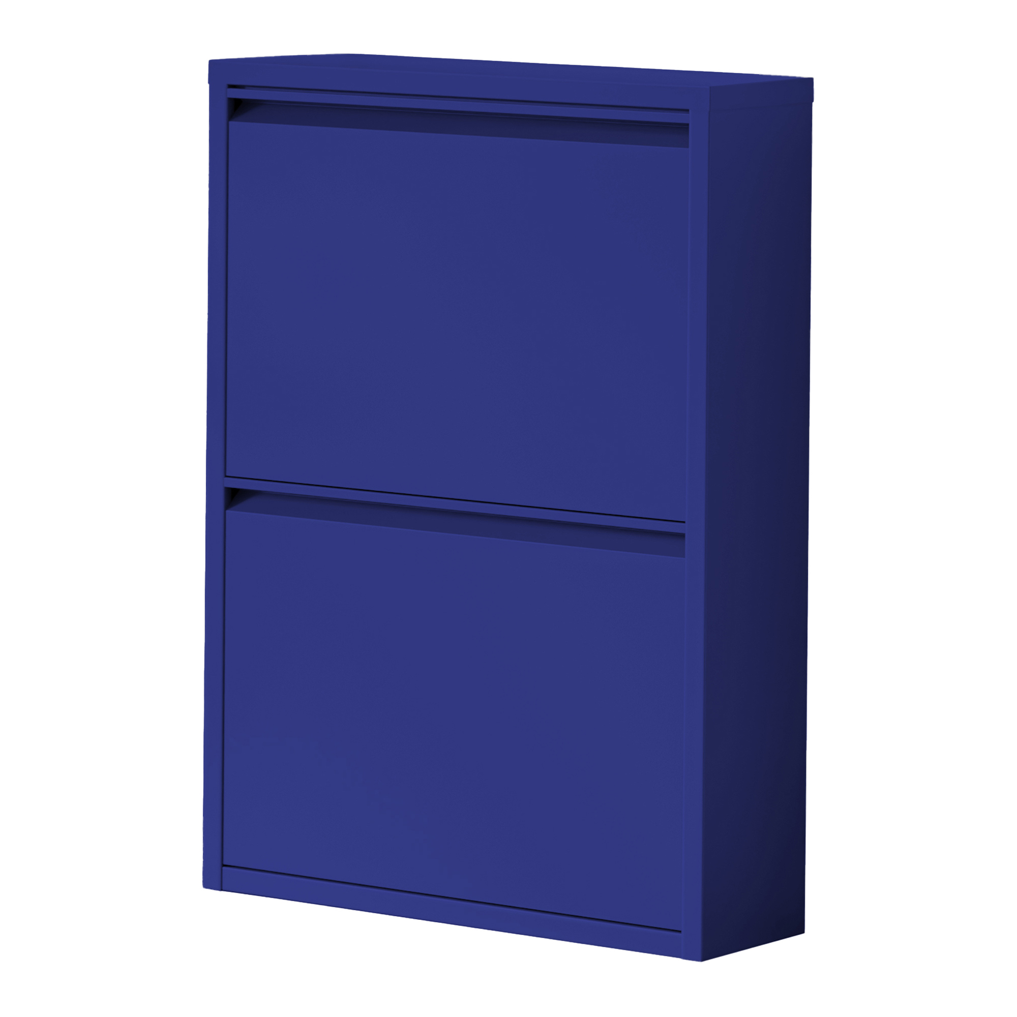 Zapatero sokndal con 2 puertas 71x50x15 cm metal - azul noche [en.casa]