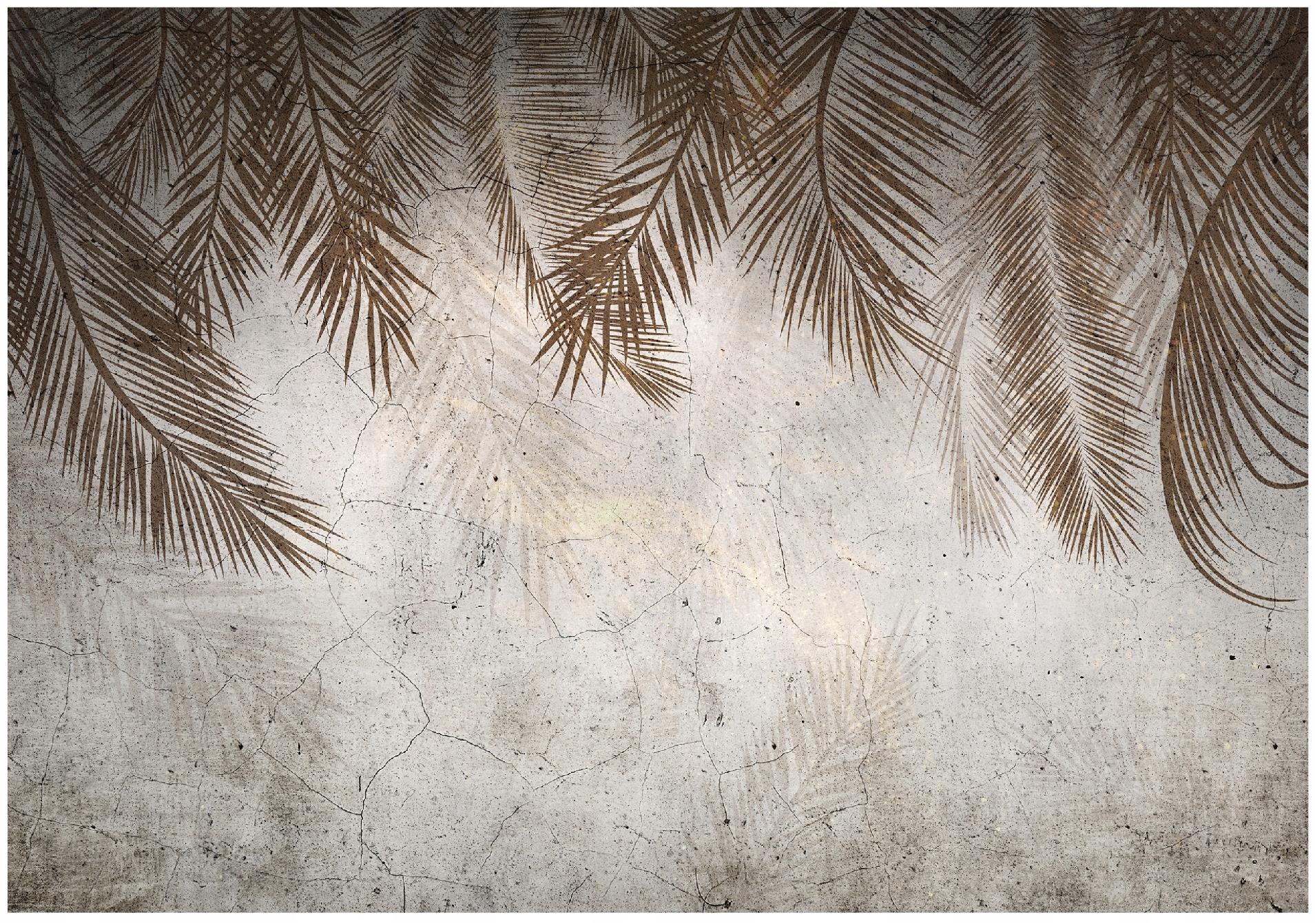 Papel pintado pared beige hojas 250x175 fotomurales dormitorio