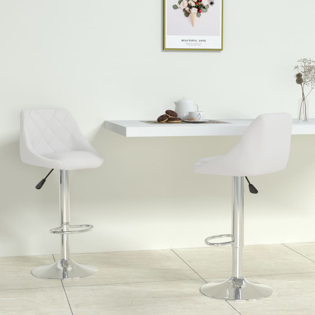 Taburetes de cocina 2 unidades cuero sintético blanco es8950