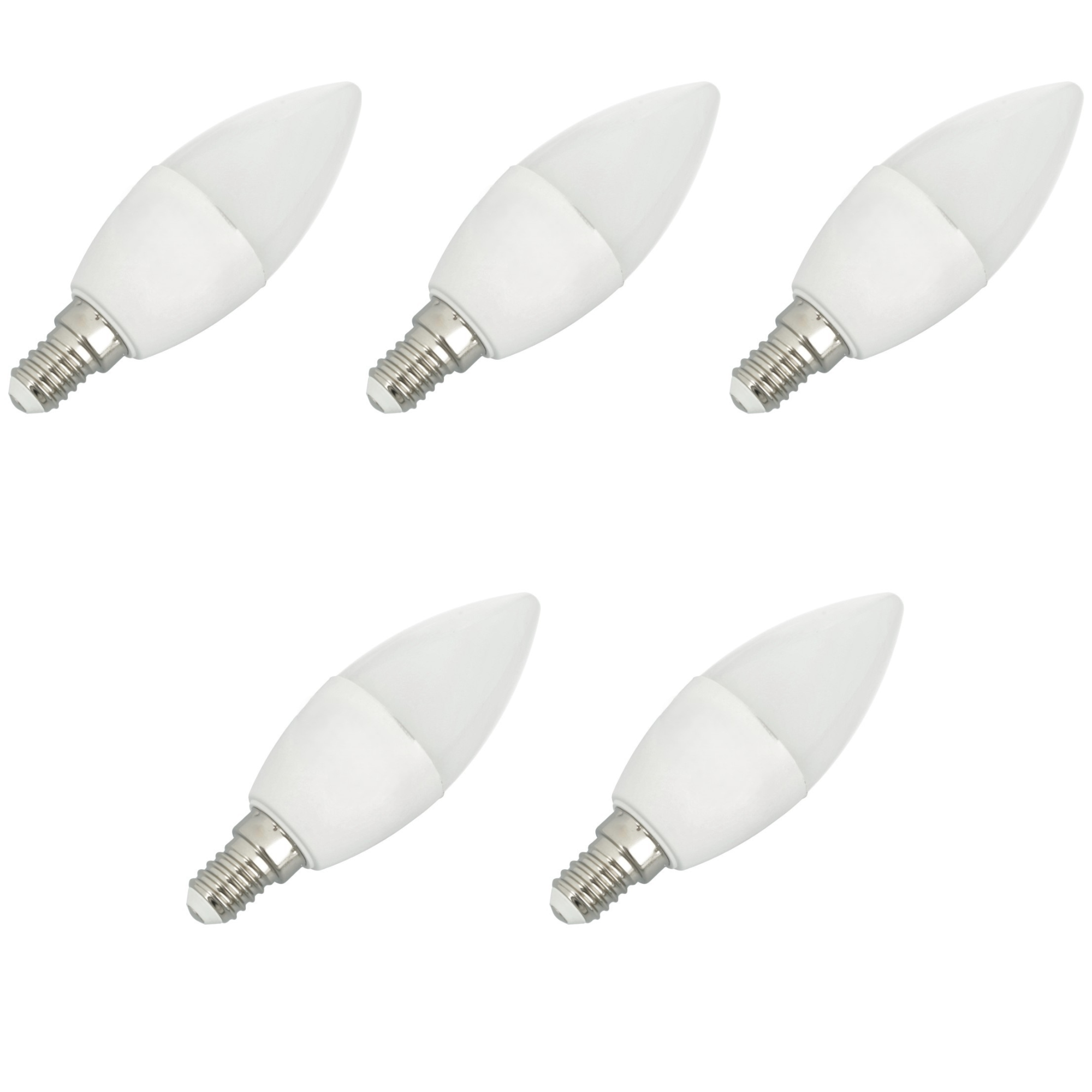 Pack x5 bombilla LED e14, casquillo tipo vela, 4w, (blanco neutro 4000k)