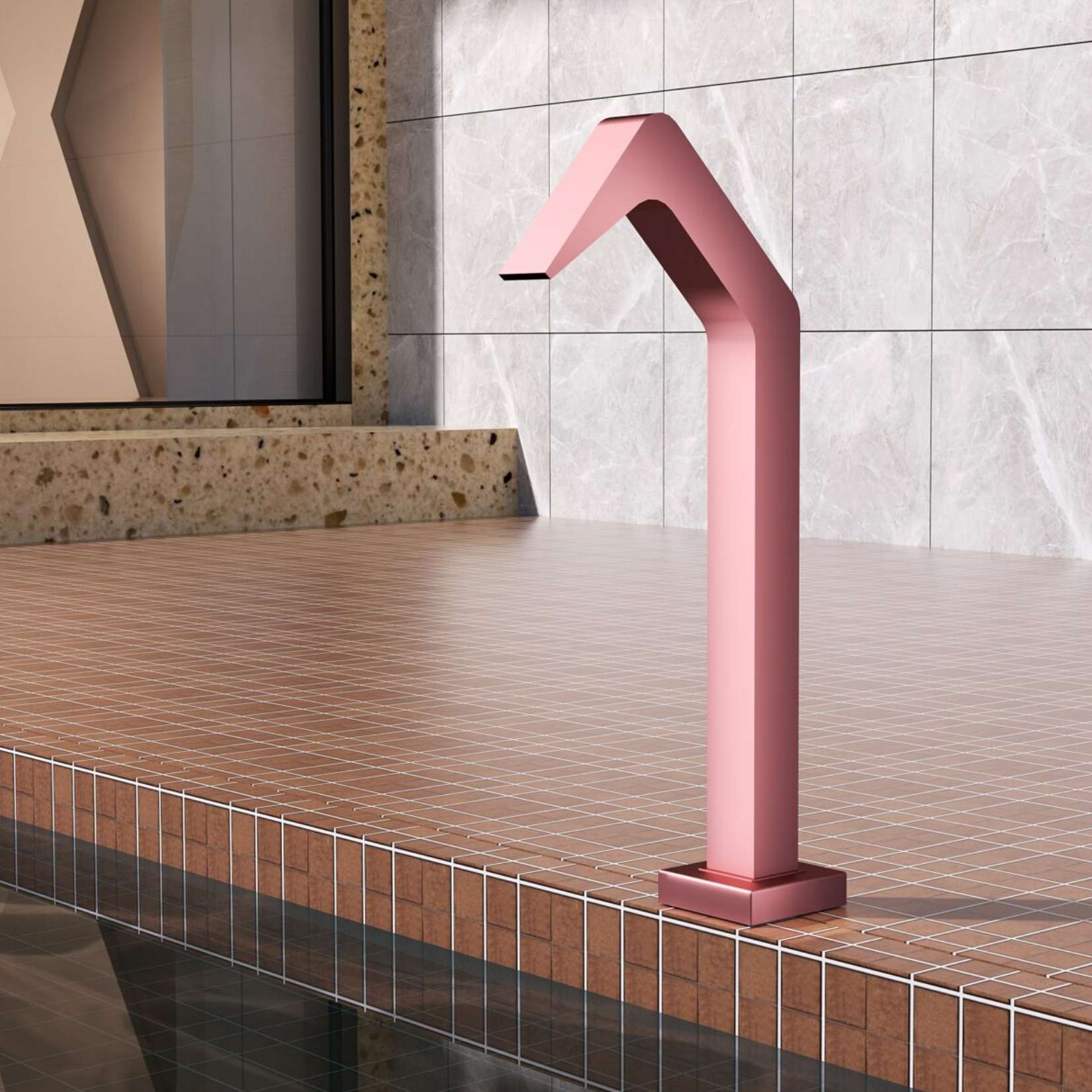 Rociador de cascada niagara acero inox rosa coral | poolimex | 60x55mm