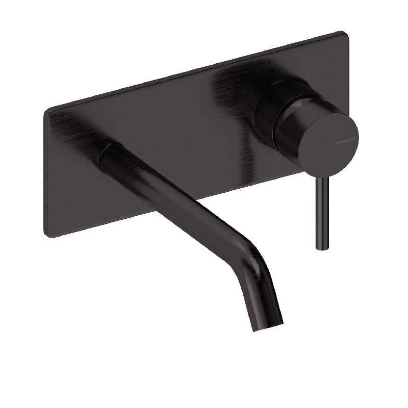 Grifo monomando mural con placa loop 18 cm cromado