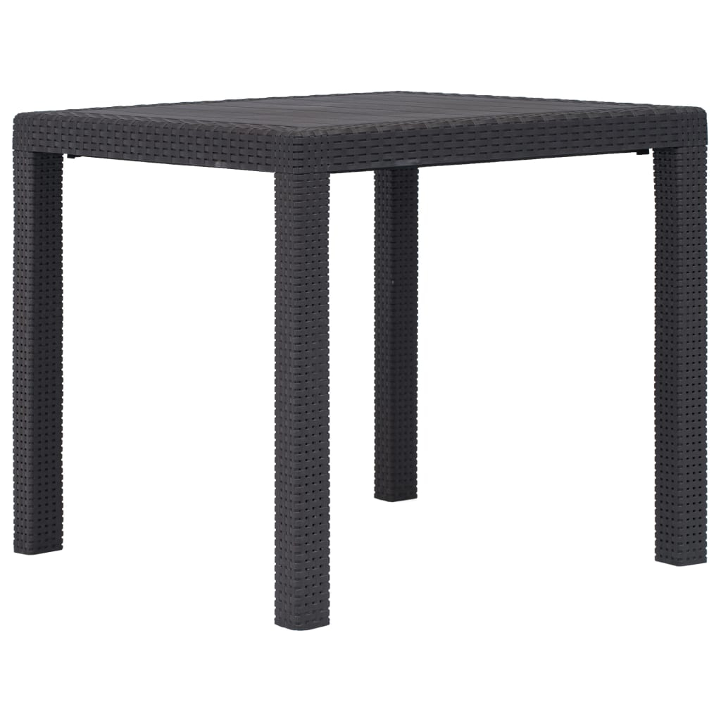 vidaXL mesa de jardín de plástico aspecto ratán marrón 79x79x72 cm