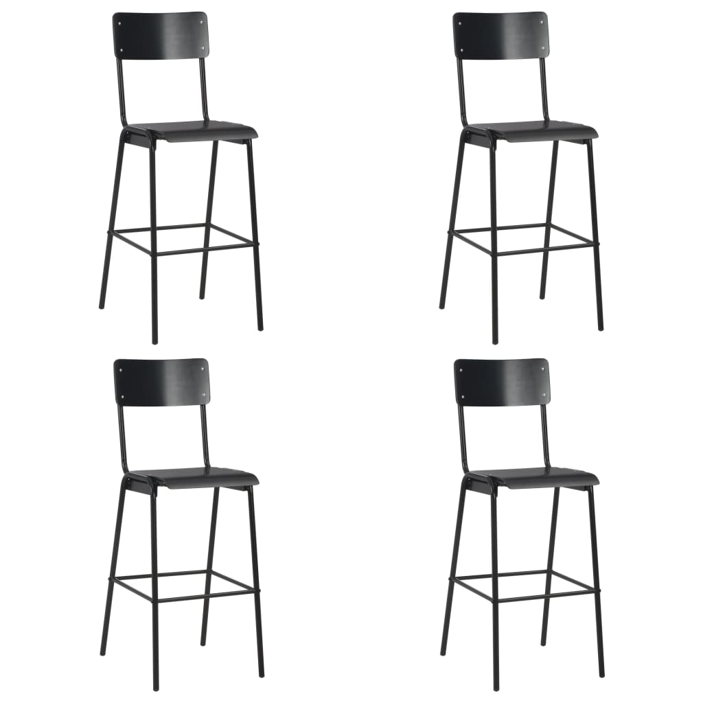 vidaXL taburetes de cocina 4 uds madera contrachapada y acero negro