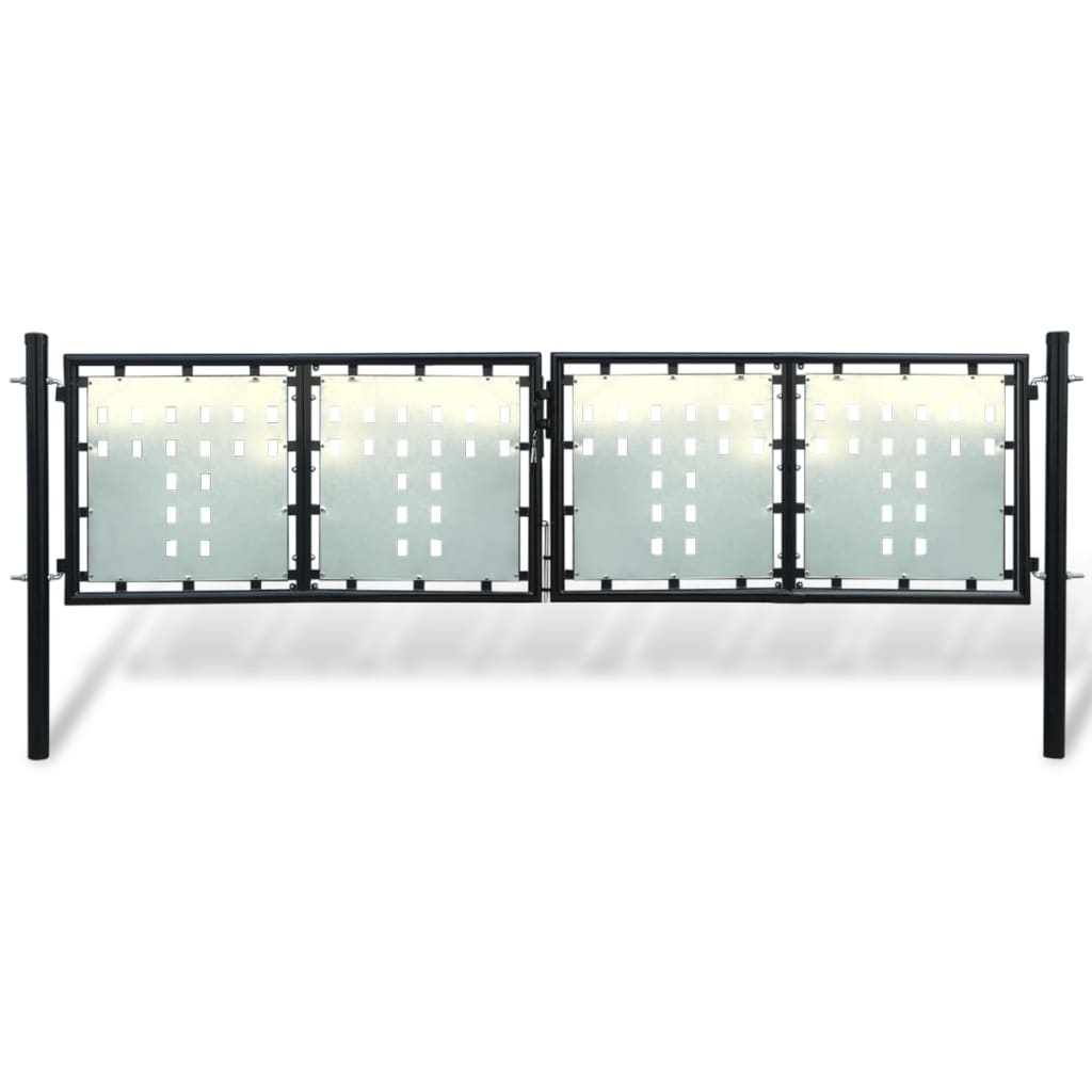 Puerta de valla de jardín negra 300x125 cm
