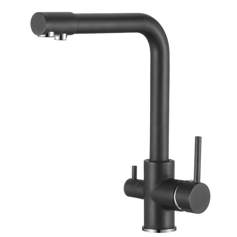 Valaz grifo de cocina ósmosis 3 vías redondo negro mate