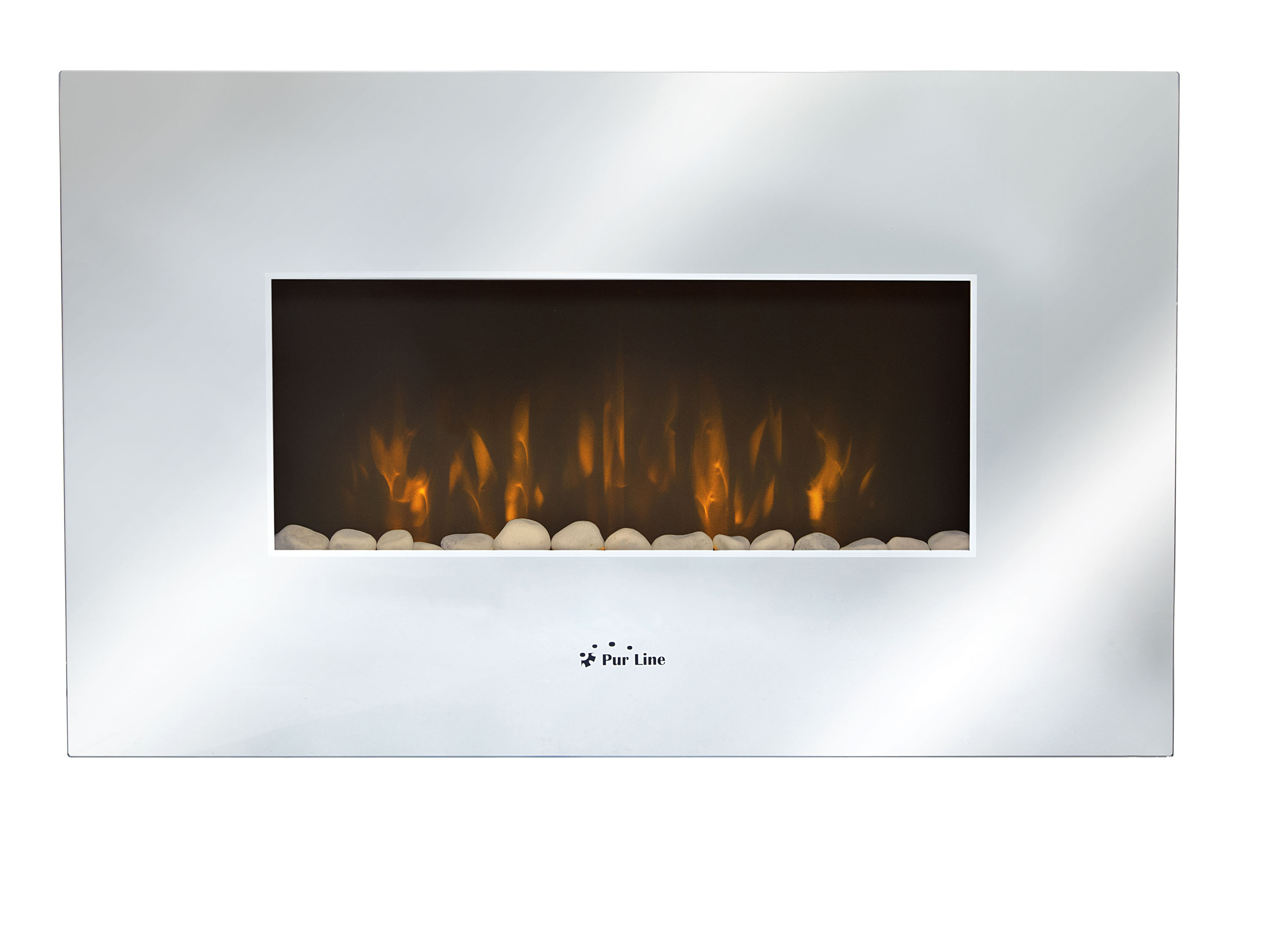 Chimenea eléctrica mural 2kw en cristal templado con efecto espejo