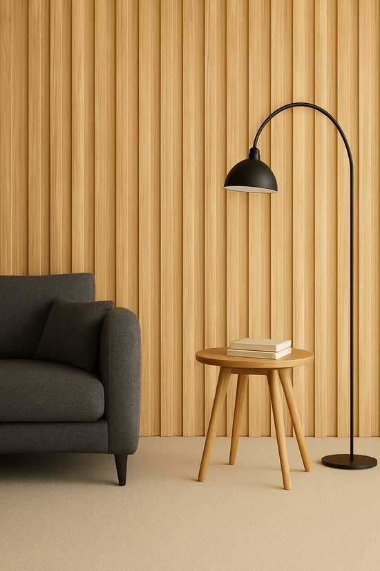 Panel de pared 3d en mdf roble natural mate 2760 mm x 750 mm ondulado