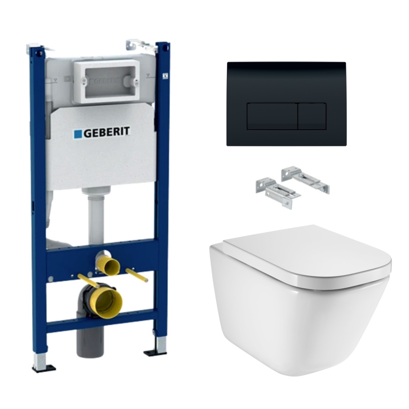 Geberit cisterna y pulsador delta 50 negro br + inodoro roca the gap