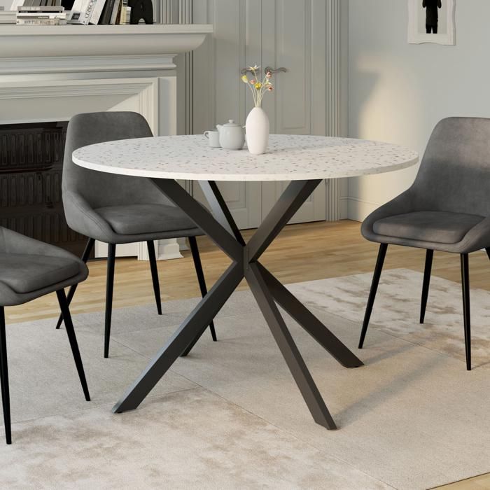 Mesa de comedor redonda - terrazo - 110 cm