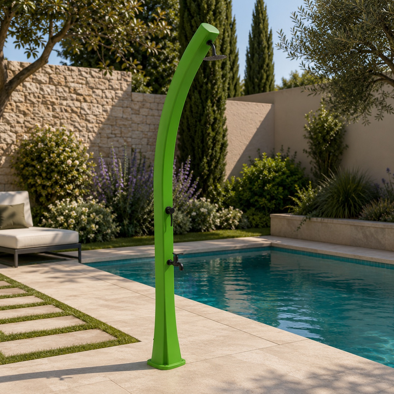 Ducha verde mate de polietileno hd 226 cm 25 l ideal para exteriores