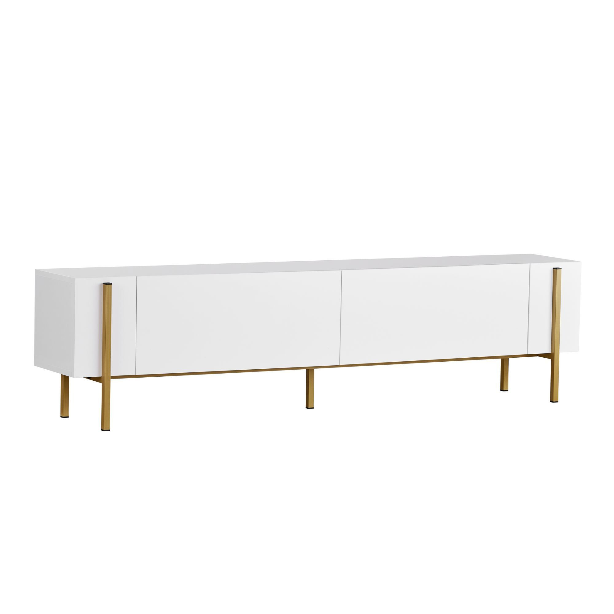 Mueble para la tele de madera <<nexus>> - 180 x 30 x 45 cm - blanco / dorad