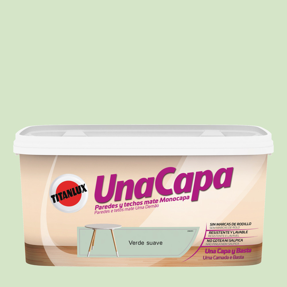 Pintura color una capa verde suave 4l