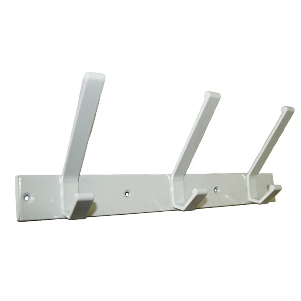 Perchero aluminio 3 ganchos largos blanco