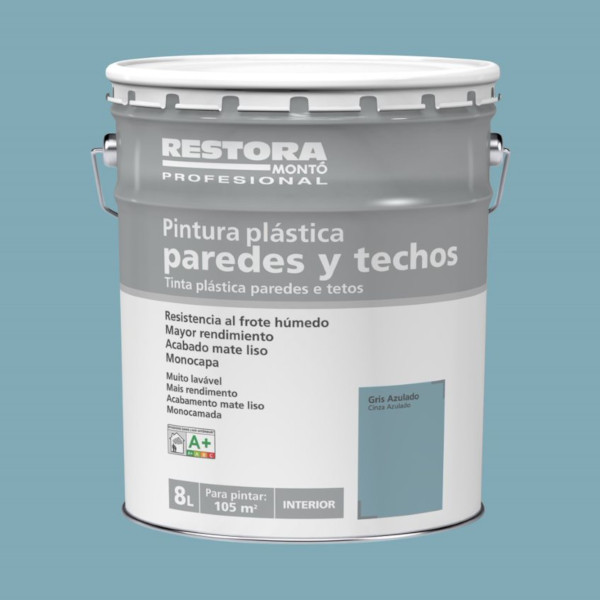 Pintura interior gris azulado 8 L Restora