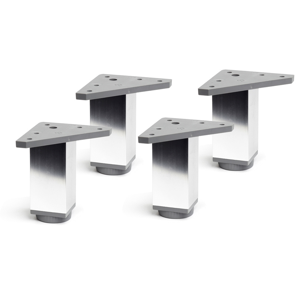 Pack 4 patas aluminio brillo 40 x 40 mm 10 cm
