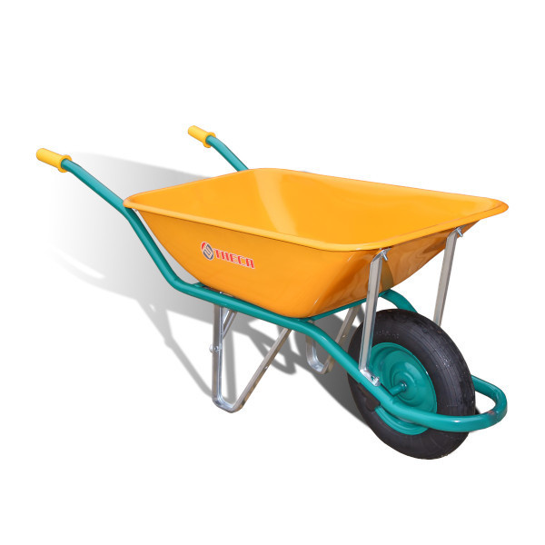 Carretilla de metal pintada amarilla 90 l