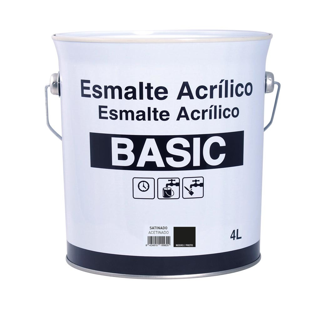 Esmalte acrílico basic satinado negro 4 l