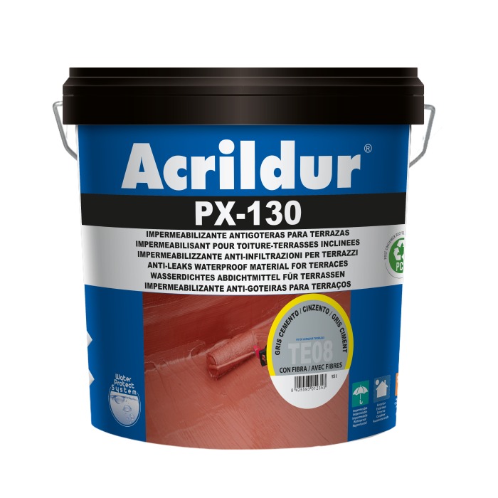 Impermeabilizante de fibra PX130 gris teja 15L Acrildur