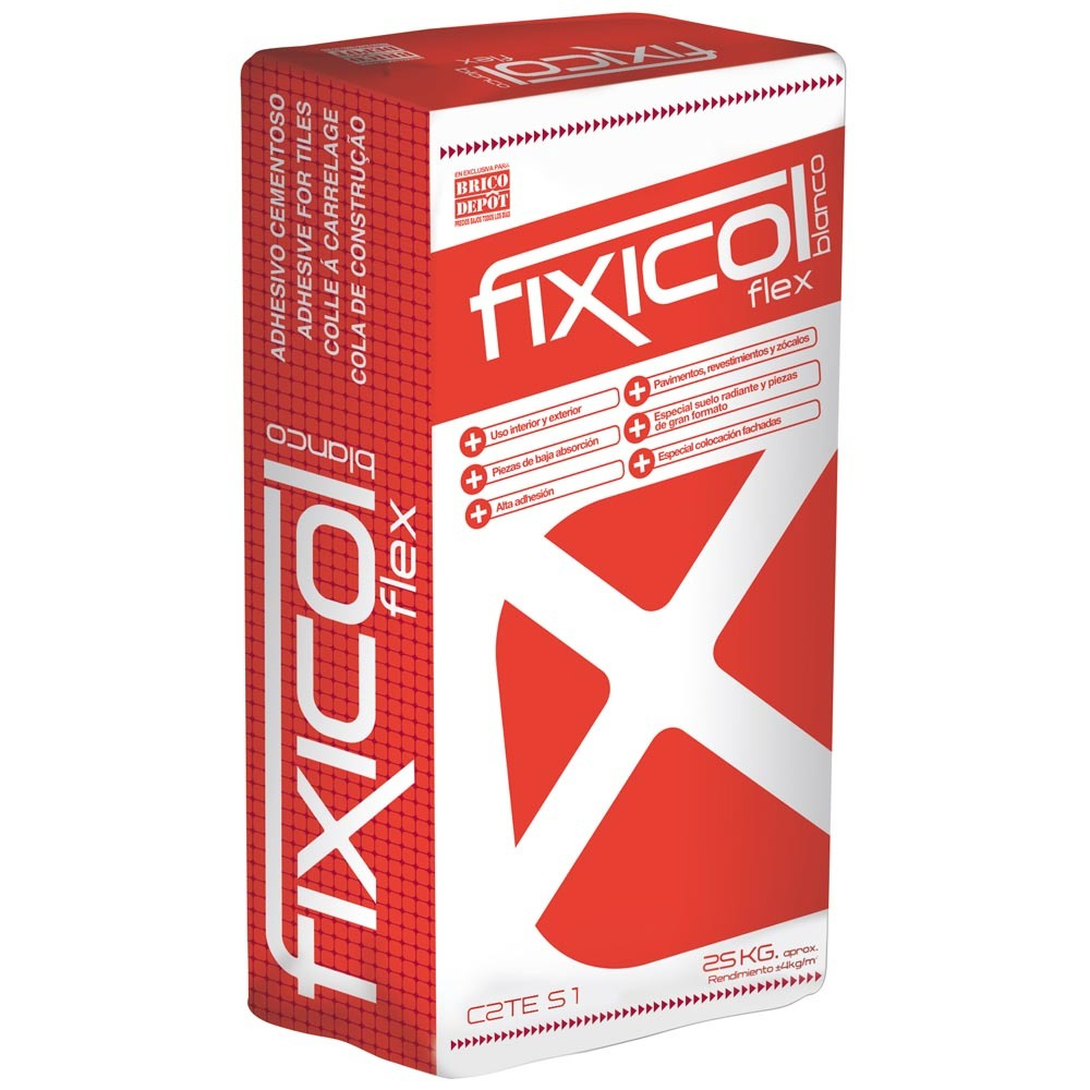 Cemento cola fixicol flex blanco 25 kg