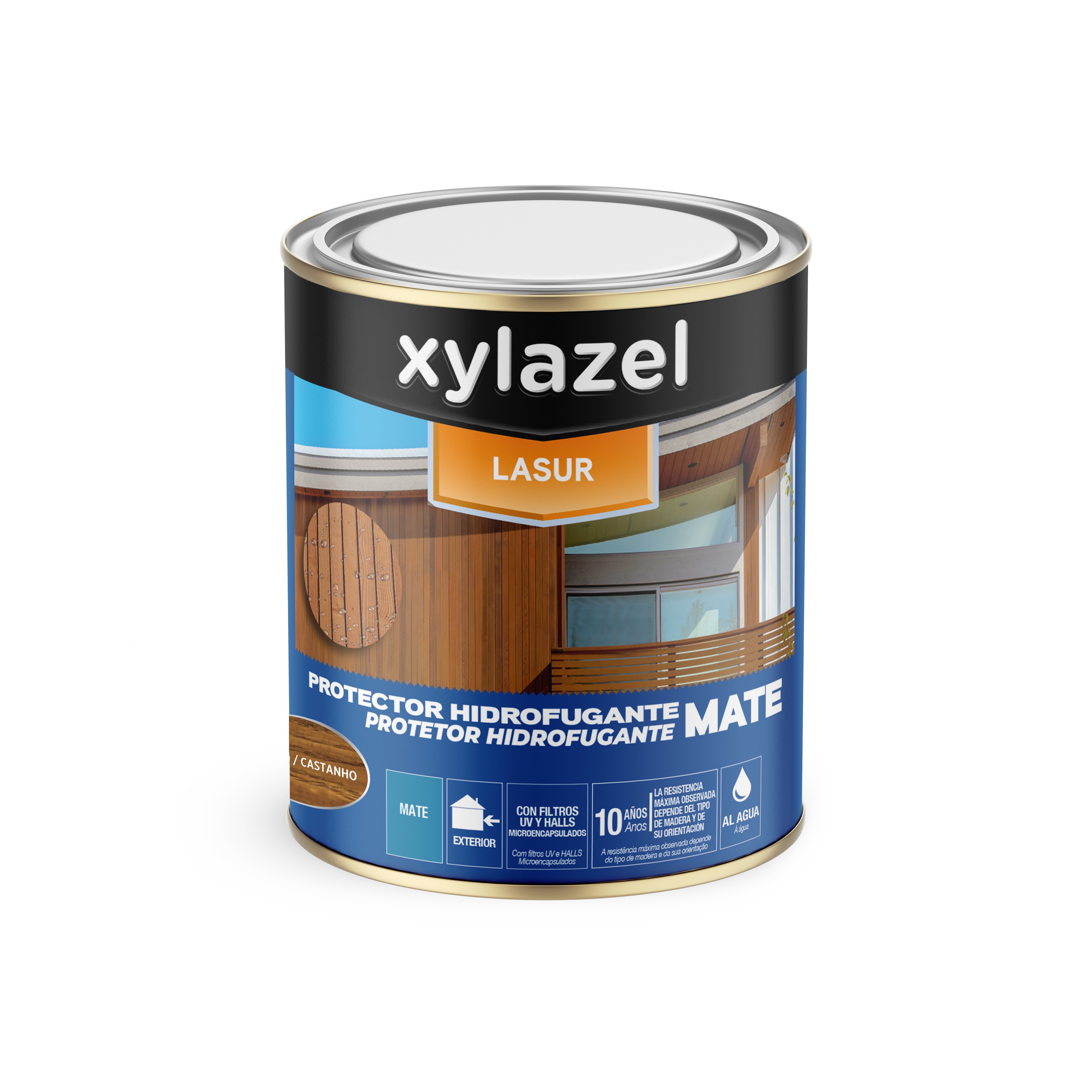 Lasur hidro mate castaño 750 ml Xylazel