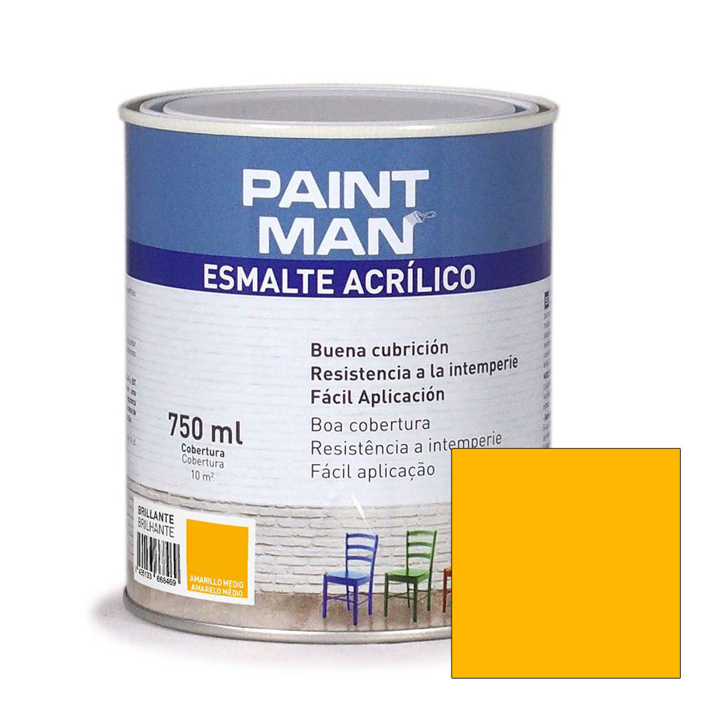 Esmalte acrílico paintman brillante amarillo medio 750 ml