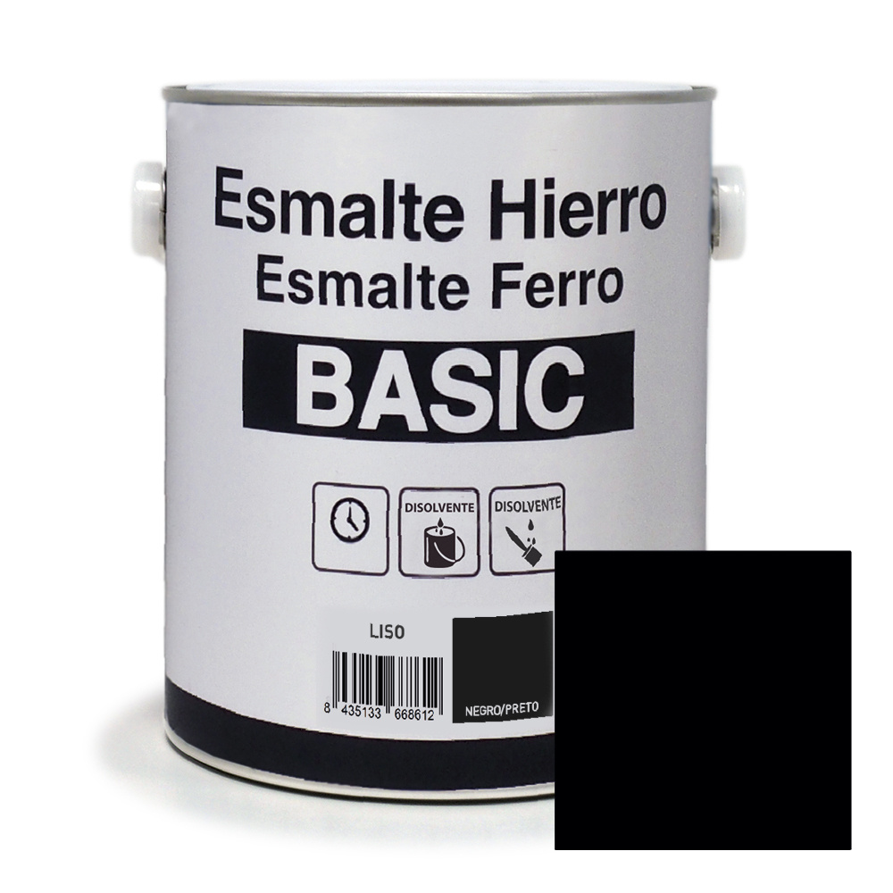 Esmalte hierro liso negro brillante basic 2,5 l
