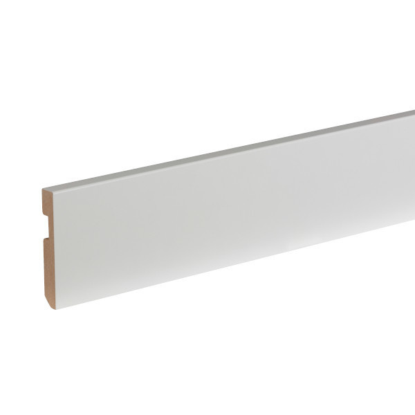 Pack 5 rodapies madera blanco con pasacables 223x9x1,5cm