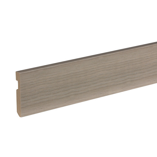 Pack 3 rodapies madera roble con pasacables 223x9x1,5cm