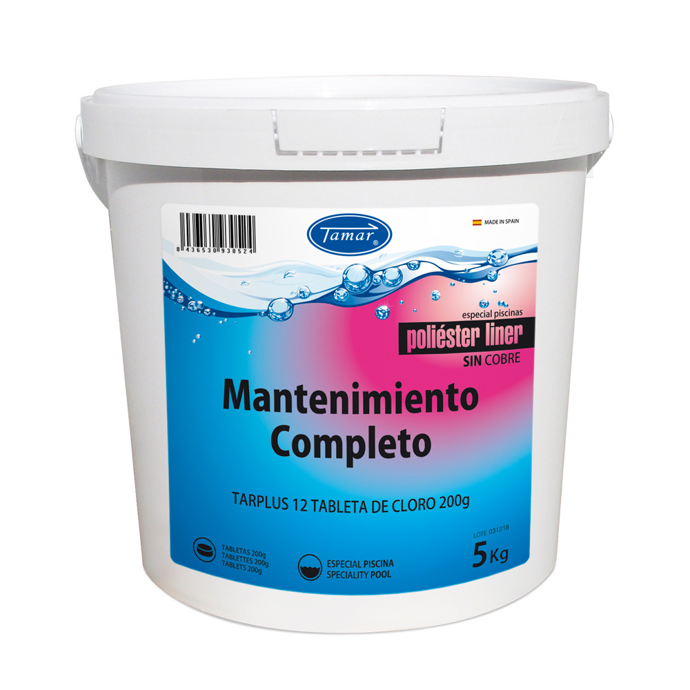 Cloro lentoespecial piscina poliéster/liner sin cobre tabletas5 kg