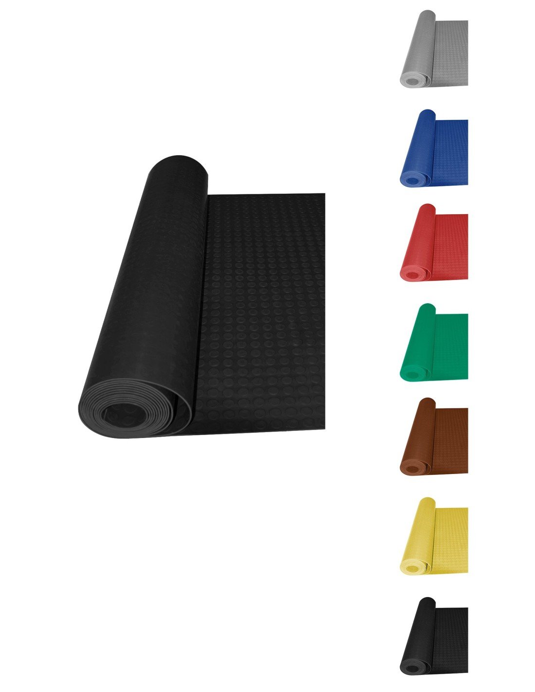 Rollo: 1x15 metros | negro | pavimento de círculos | suelo de caucho | col