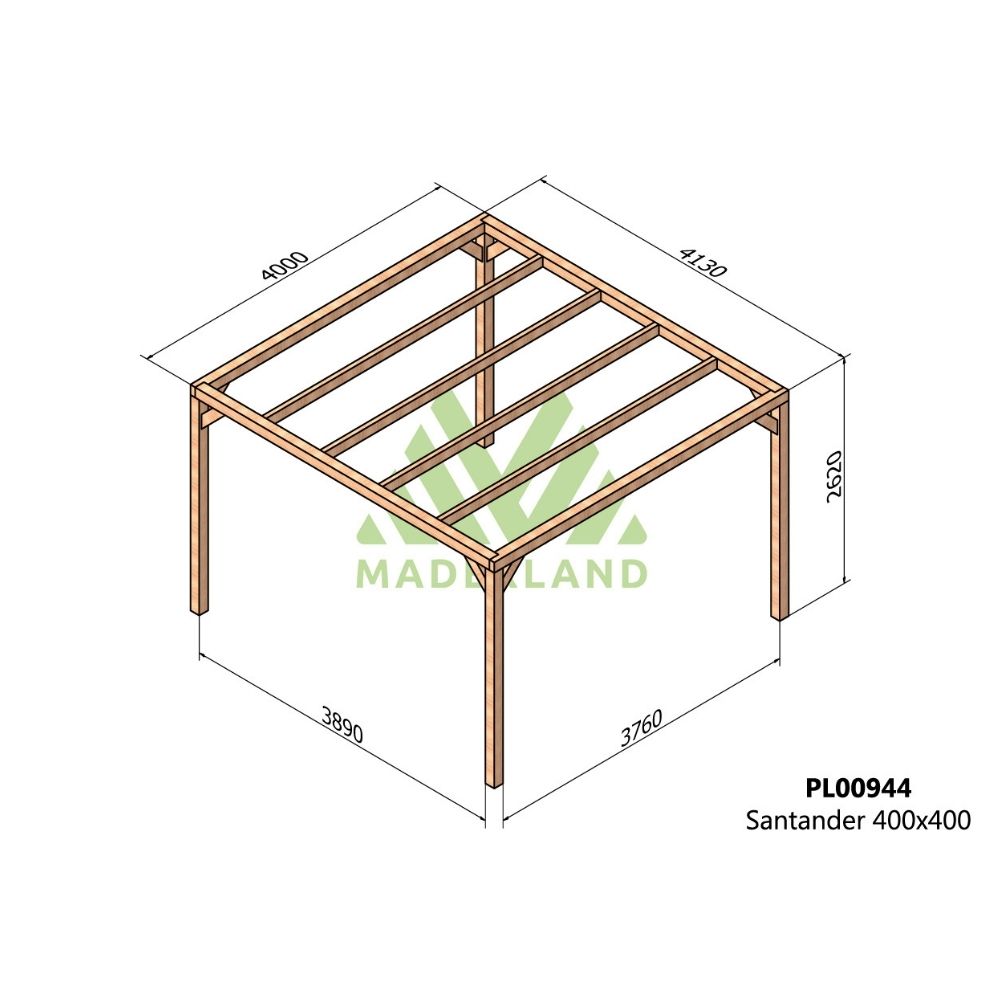 Pérgola de madera laminada - santander 400x400cm (maderland)