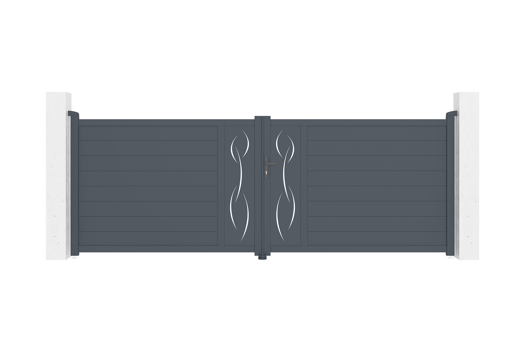 Puerta abatible 4m life al.140cm aluminio gris + 2 postes 20x20cm al.166cm