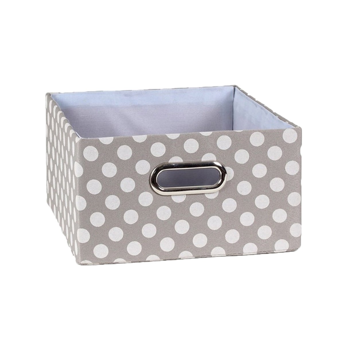 Caja de tela gris lunares blancos -